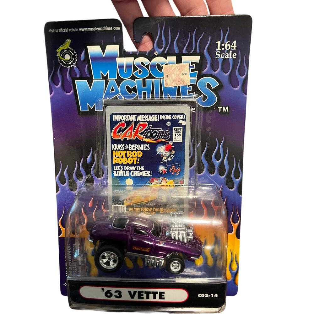 Muscle Machines Car Toons 63 Corvette Vette Die Cast Purple 1:64 New